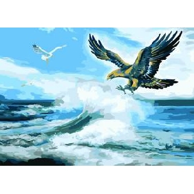 Stormy Waves Background Flying Eagle Subject Canvas Animal Oil Paintings