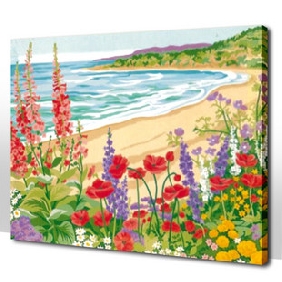 Mixcolor Flower Subject Beautiful And Wonderful Sea Background Landscape Oil Paintings