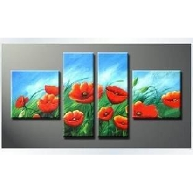 Amaryllis Subject Blue Sky Background Board Rectangular Shape Abstract Oil Paintings