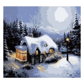 Warm Snowhouse Subject Forest Background Frameless Scenery Oil Paintings