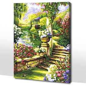 Vivid Colour Landscape Wonderful Colorful Flower Background Scenery Oil Paintings