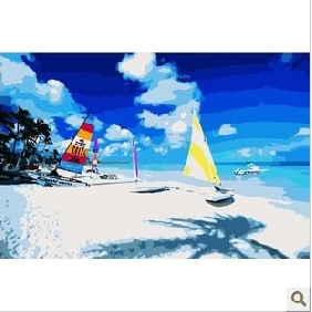 Seabeach Subject Bright Sky Background Pure Hand-painted Scenery Oil Paintings