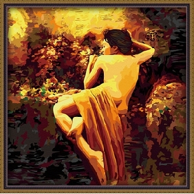 Semi-nude Women Subject Board Dark Gray Background Modern Oil Paintings