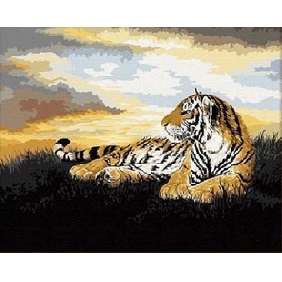 Light Gray Background Tiger Subject Frameless Animal Oil Paintings