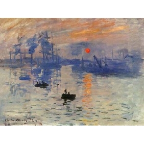 On Canvas Sunrise Background Boats Subject Impressionist Oil Paintings