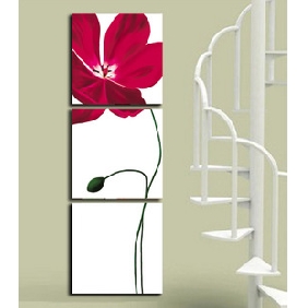 Red Flower Subject Triptych Wall Decoration Modern Oil Paintings