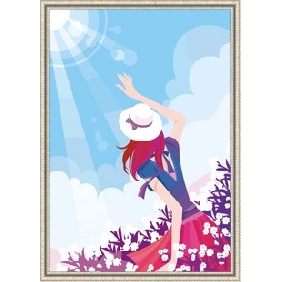 Lovely Sunshine Background A Girl Subject Frameless Modern Oil Paintings