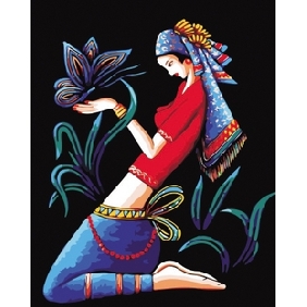 Black Background A Woman Subject Vivid Colour Modern Oil Paintings