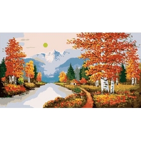 Road Subject Maple Background Vivid Colour Landscape Oil Paintings