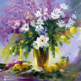 Blooming Flower Subject Board Pure Hand-painted Modern Oil Paintings  Blooming Flower Subject Board Pure Hand-painted Modern Oil Paintings