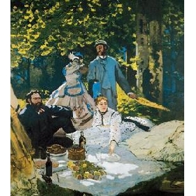 Several People Having Lunch Subject Bush Background Canvas Impressionist Oil Paintings