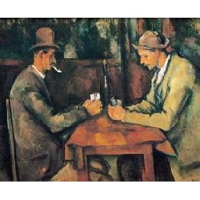 Two Men Playing Cards Subject Dining Room Background Unframed Impressionist Oil Paintings
