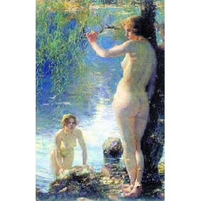 Two Nude Person Subject River Background Hotel Wall Decoration Impressionist Oil Paintings