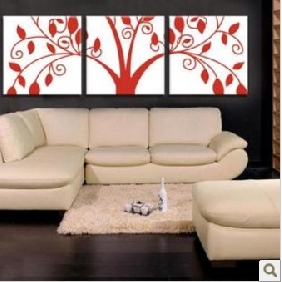 Red Tree Subject White Background Wall Decoration Abstract Oil Paintings