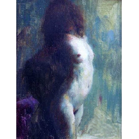 Dark Wall Background A Nude Woman Subject Unframed Impressionist Oil Paintings