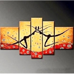 Two Person Subject Orange Background Pure Hand-painted Modern Oil Paintings  Two Person Subject Orange Background Pure Hand-painted Modern Oil Paintings