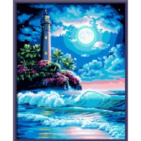 Blue Romantic With A Tower Scenery Oil Paintings