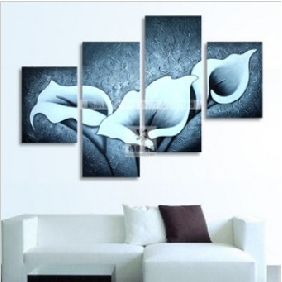 Blue Background Four Pieces Aspect Subject Modern Oil Paintings  Blue Background Four Pieces Aspect Subject Modern Oil Paintings