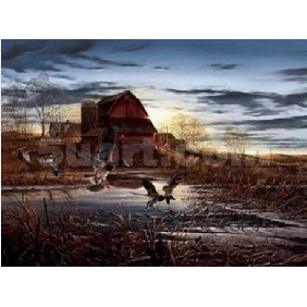 Beautiful Nature Brown Background With Birds Scenery Oil Paintings