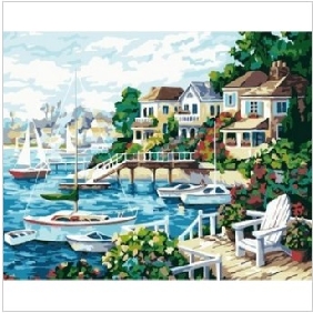 Blue Background Canvas Sailing Boat Modern Oil Paintings  Blue Background Canvas Sailing Boat Modern Oil Paintings