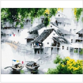 Gray Background Canvas A Town Modern Oil Paintings  Gray Background Canvas A Town Modern Oil Paintings